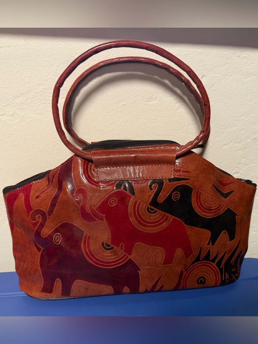 Elephant Pattern Leather Purse/Tote Bag